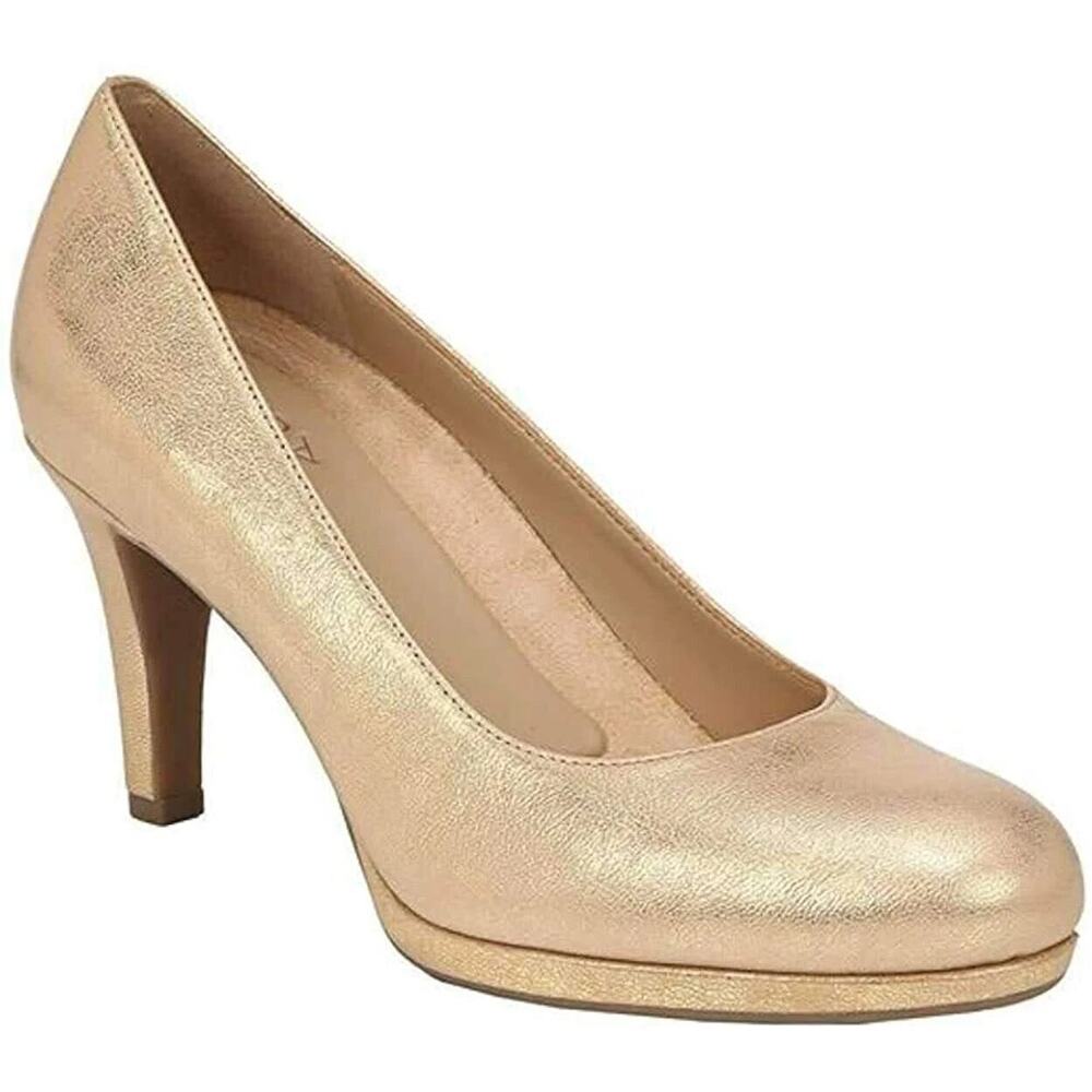 Naturalizer Gold Metallic Closed Toe Pump Michelle Heels Women's Size 8W 8 Wide